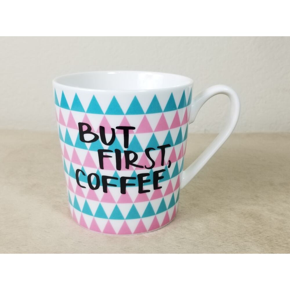 Clay Art Coffee Mug Teacup Large 16oz Ceramic White Pink 4 1/4" Collectible